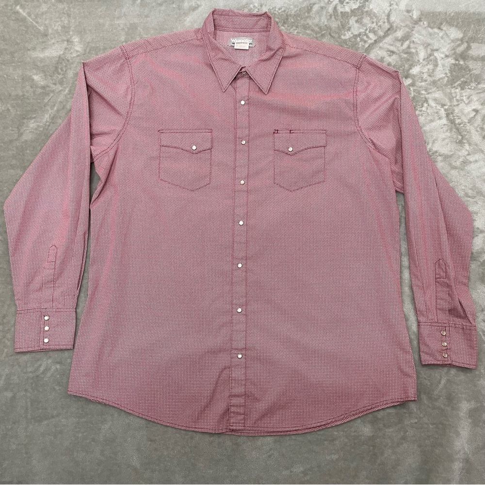 Wrangler Men's Burgundy Patterned Button-Down Shirt